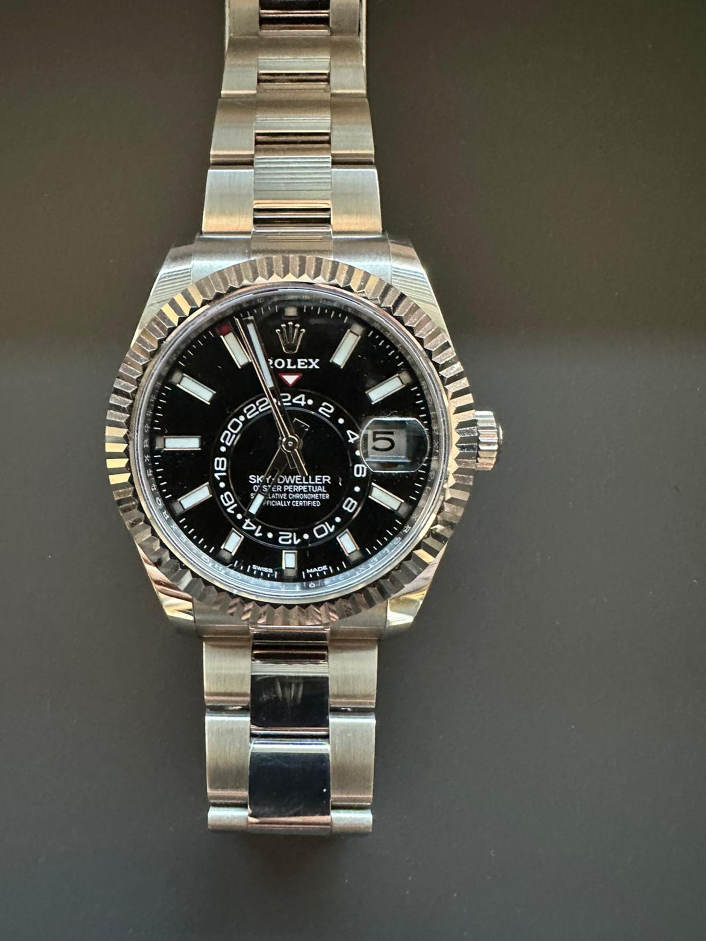 RRP £19000 Stainless Steel Rolex Sky Dweller. 42Mm Withblack Dial And Fluted Bezel On An Oyster - Image 12 of 13