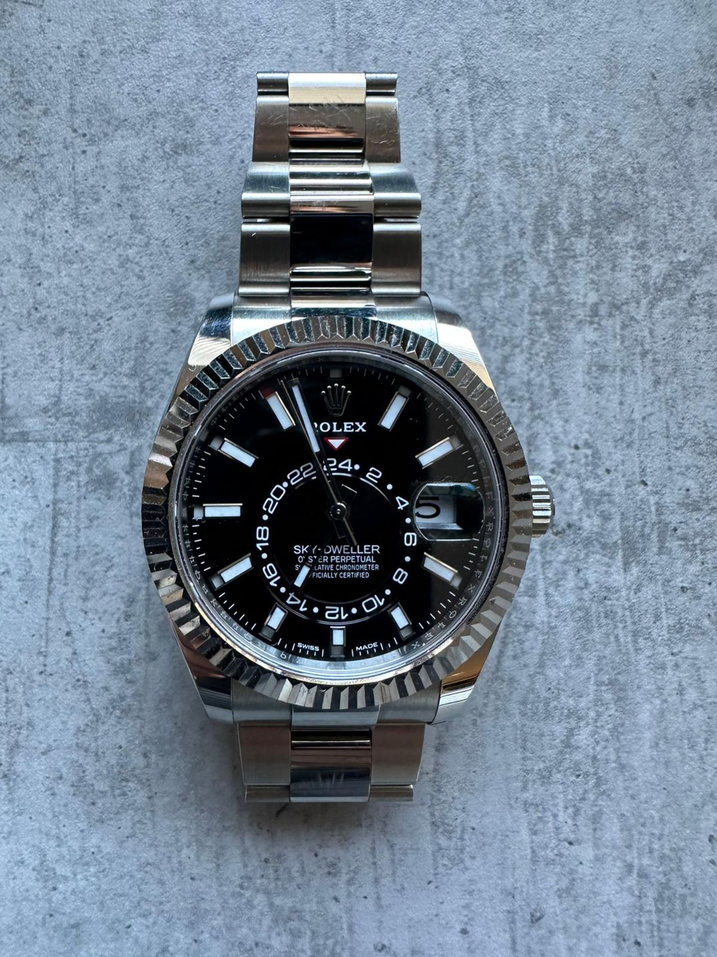 RRP £19000 Stainless Steel Rolex Sky Dweller. 42Mm Withblack Dial And Fluted Bezel On An Oyster - Image 7 of 13