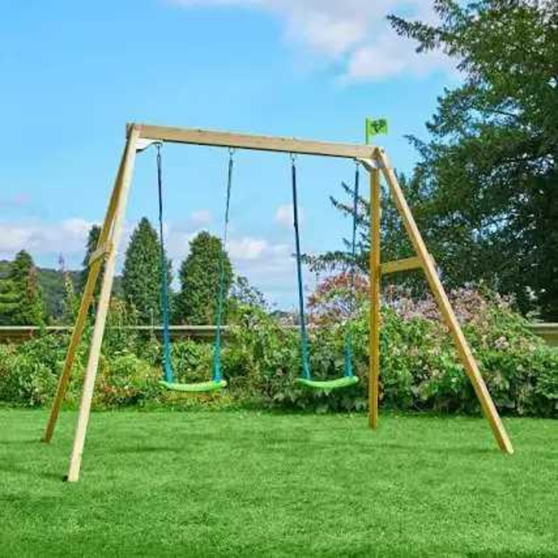 RRP £130 Boxed Tp Toys Tp304 Wooden Swing Frame (P)(Condition Reports Available On Request, All