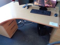 Beech curved desk