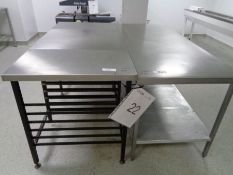 2 x Stainless Steel work tables approx 1.5m x 1m as lotted