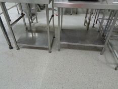 2 x Stainless Steel work tables approx 1m x 1m as lotted