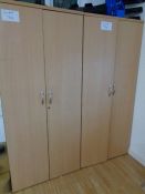 2 x Beech tall 2 door stationery cupboards as lotted