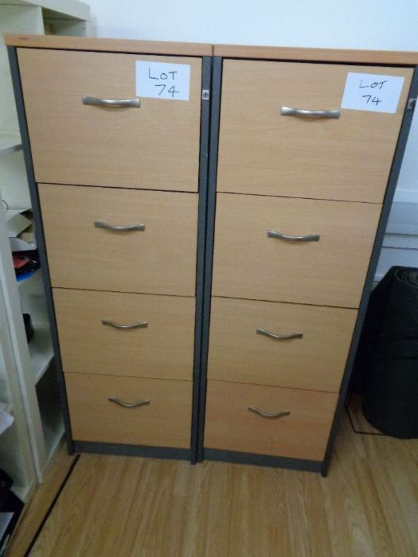 2 x Beech 4 drawer filing cabinets as lotted