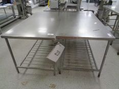 2 x Stainless Steel work tables 1.5m x 1m as lotted