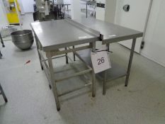 2 x Stainless Steel work tables 1.2m x 0.8m as lotted