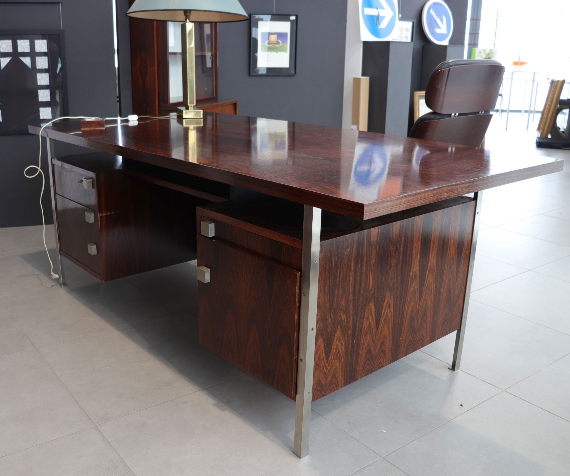 ALFRED HENDRICKX desk set Rosewood and steel. Circa 1955. Ed. Belform. - Bild 6 aus 6