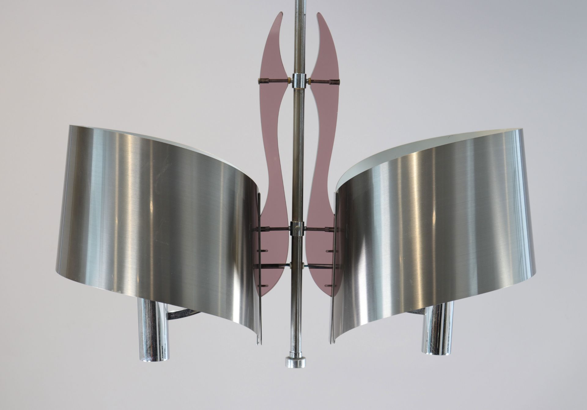 France - Stainless steel chandelier - in the style of Maison Charles - circa 1970