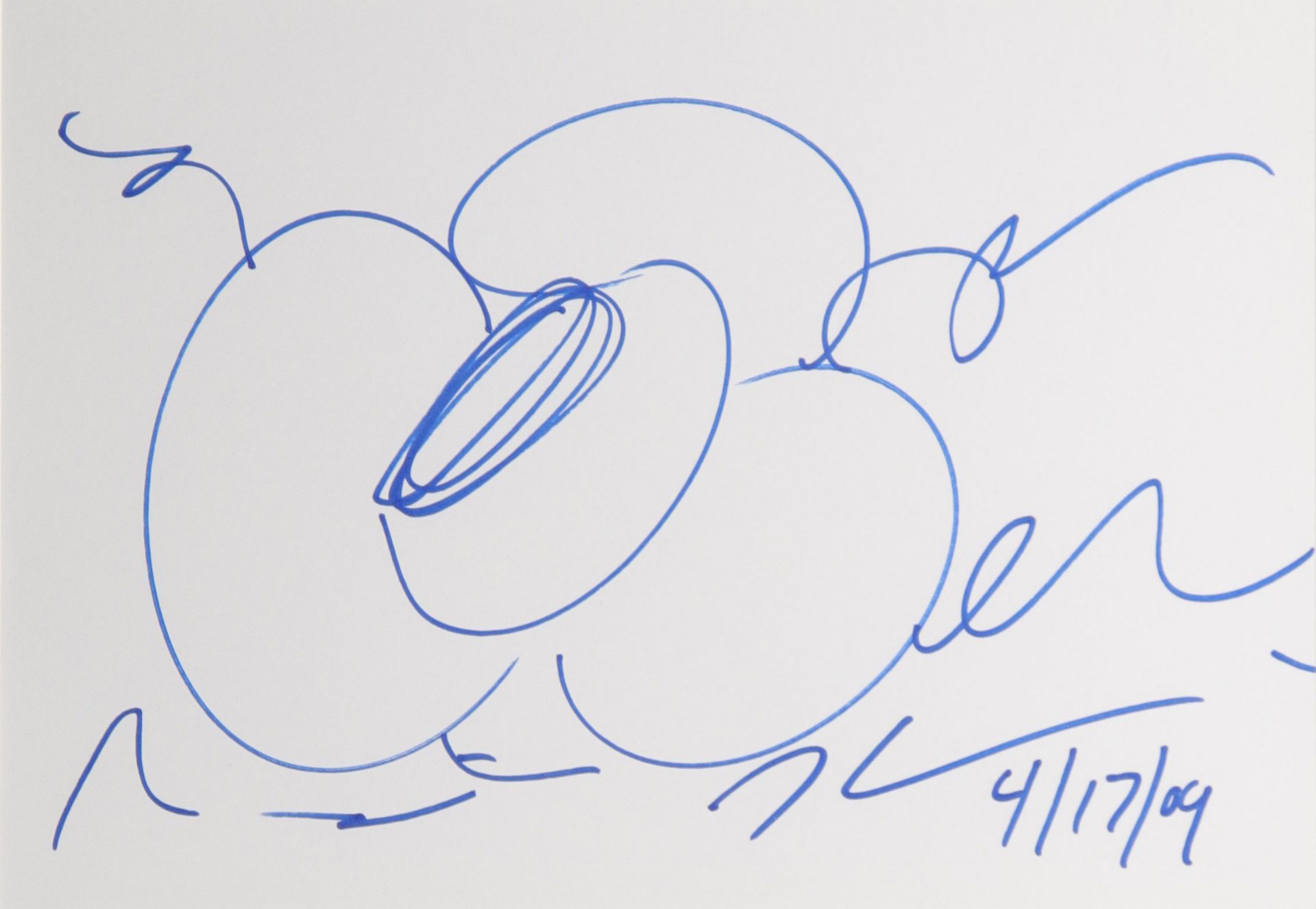 Jeff KOONS, Attributed to NÃ©nuphar â€, 7/11/2014 Drawing in blue felt-tip pen on paper Signed and - Bild 2 aus 3