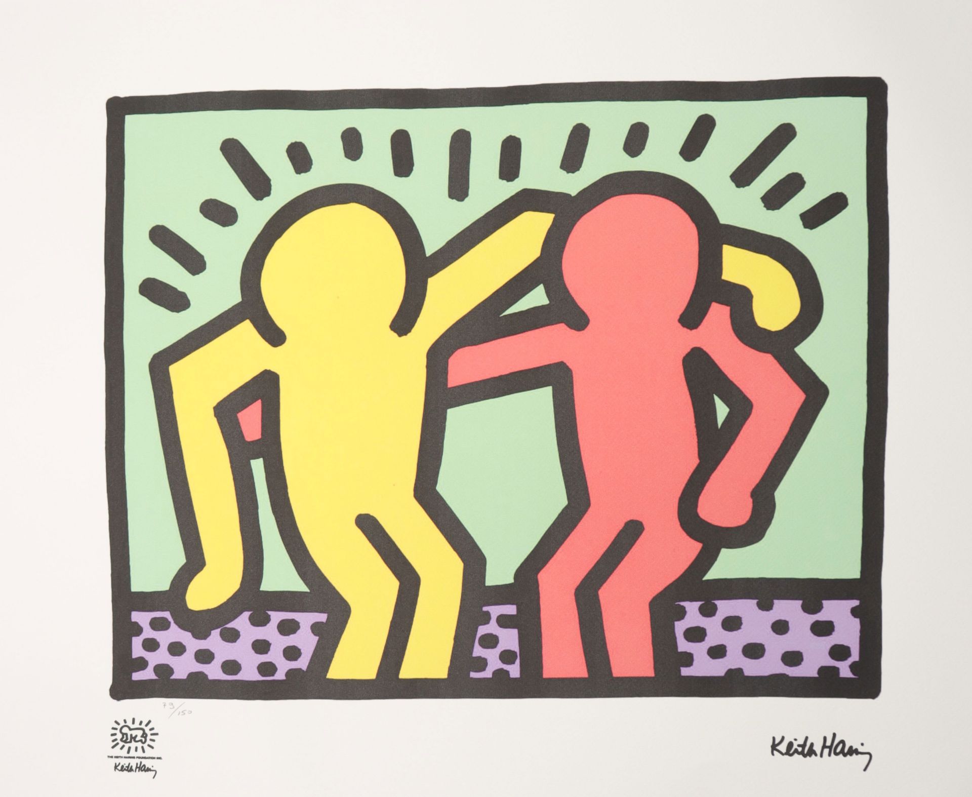 Keith Haring (after) - Ensemble - Offset lithograph on vellum paper Signature print, dry stamp of t