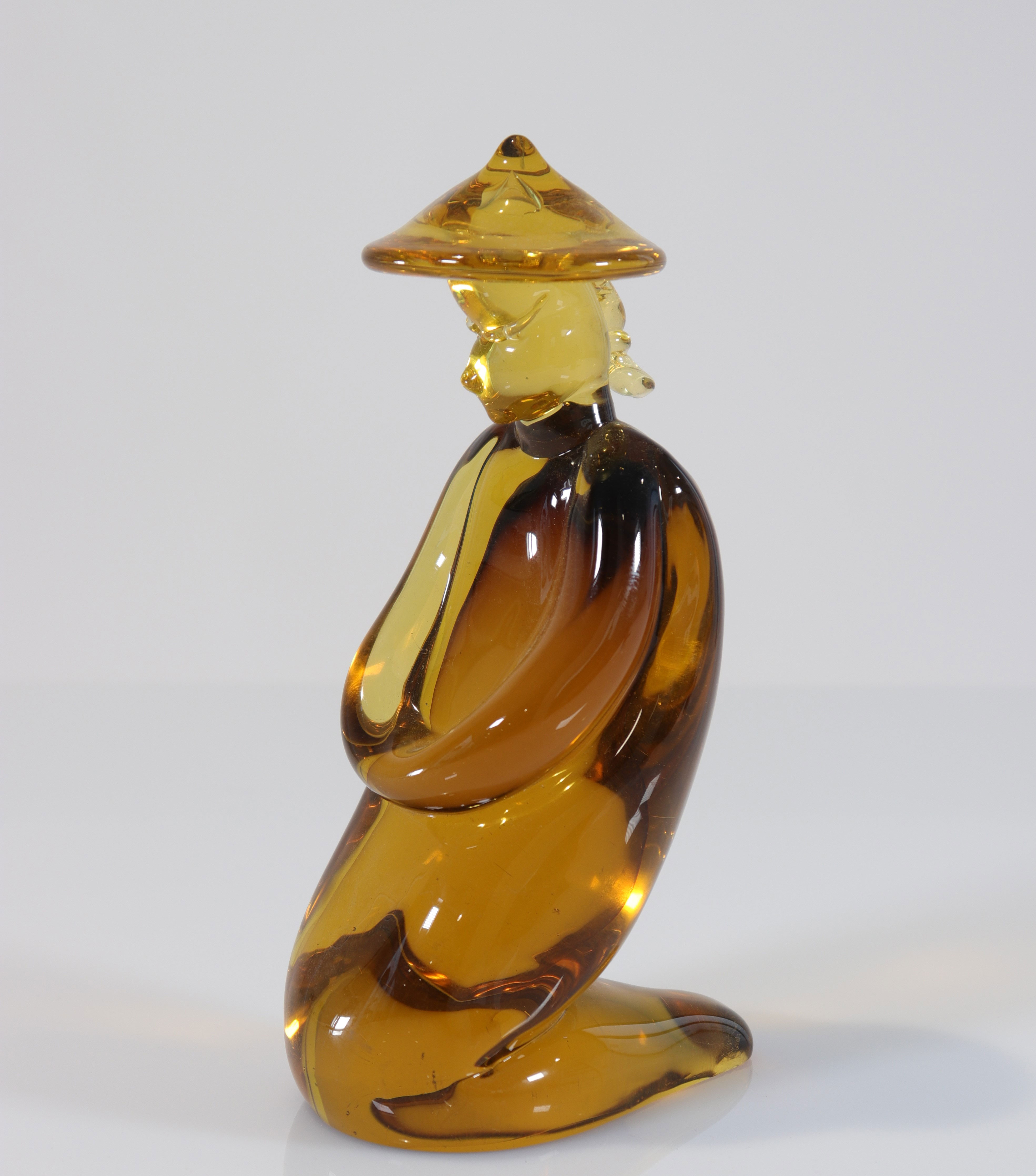 Italy - Merano, yellow glass sculpture, depicting a Chinese - 1960