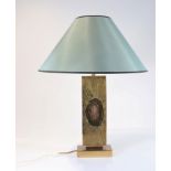 GEORGES MATHIAS (XXth) Important brass and agate plate lamp