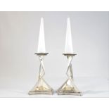 Salvador DALI (1904-1989) Pair of silver metal candlesticks "Castor and Polux" model. Numbered 788/