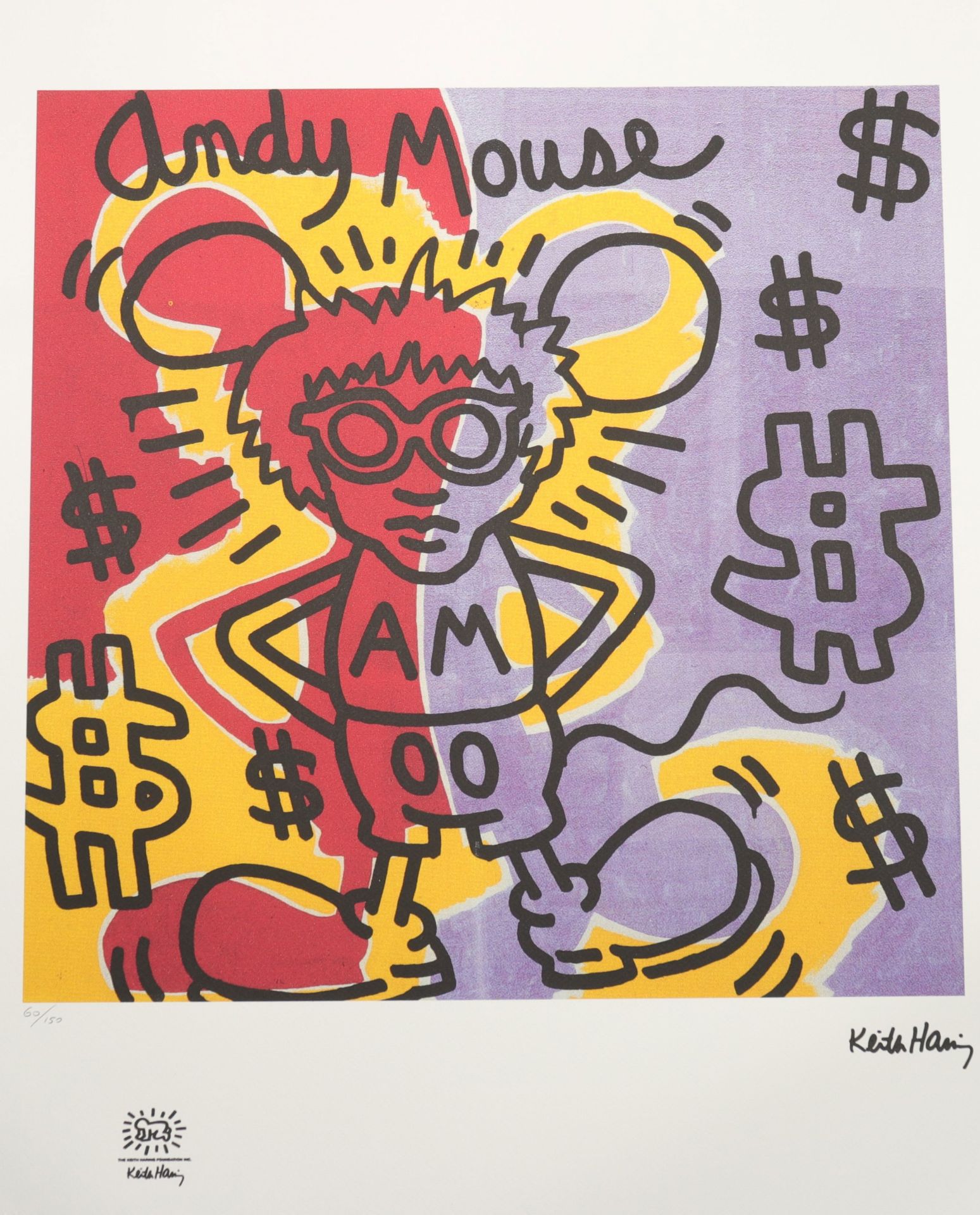 Keith Haring (after) - Andy Mouse - Offset lithograph on wove paper Printed signature paper, Founda