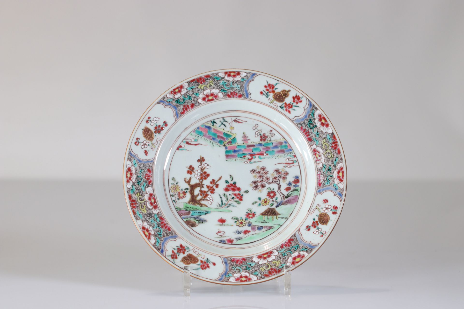 Series of 6 porcelain plates from the 18th century famille rose landscape decor - Bild 10 aus 13