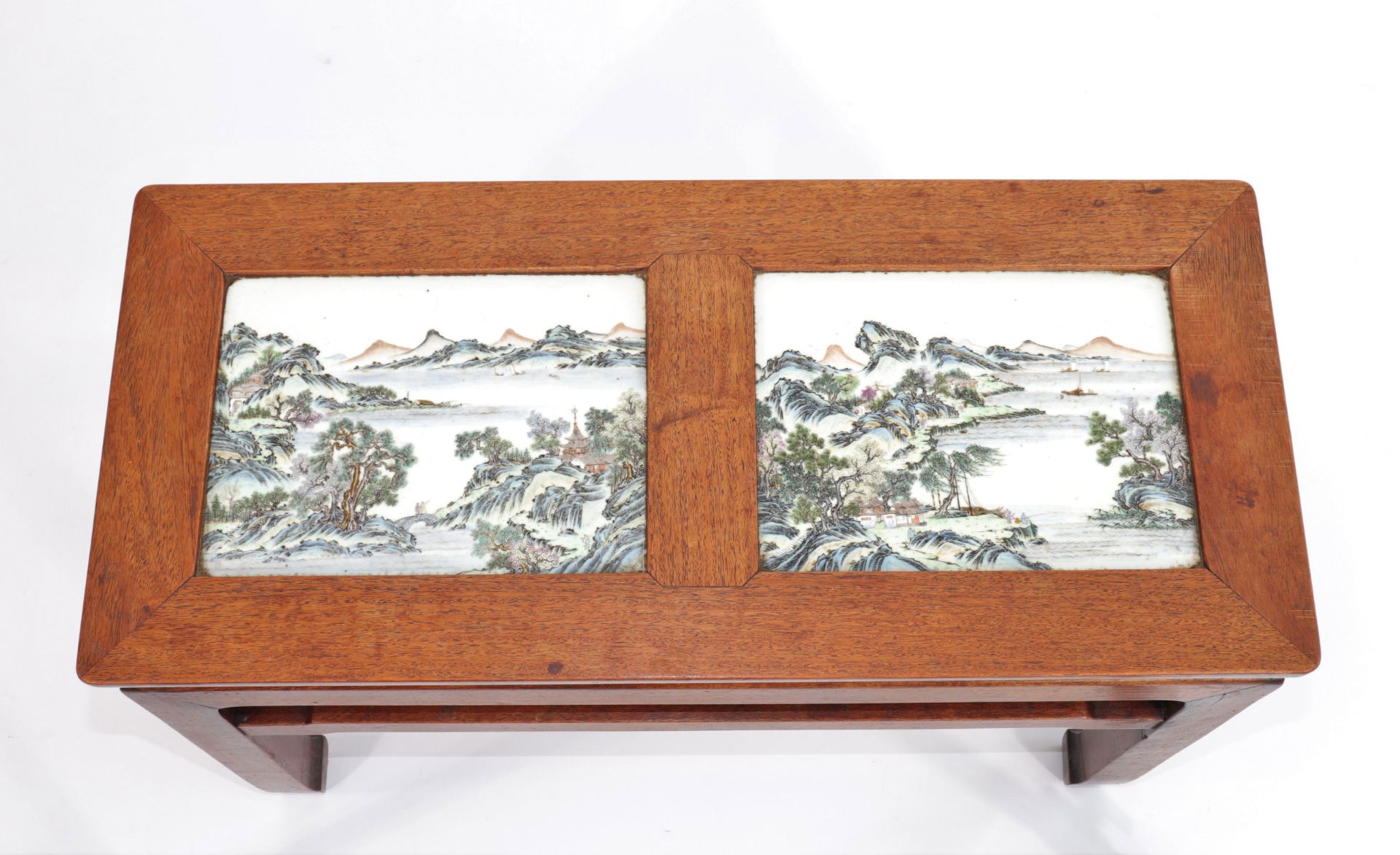 China rare table decorated with porcelain panels decor of landscapes - republic period - Bild 13 aus 13