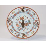 China large plate 18th decorated with flowers and furniture