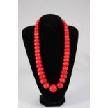 China important red coral necklace