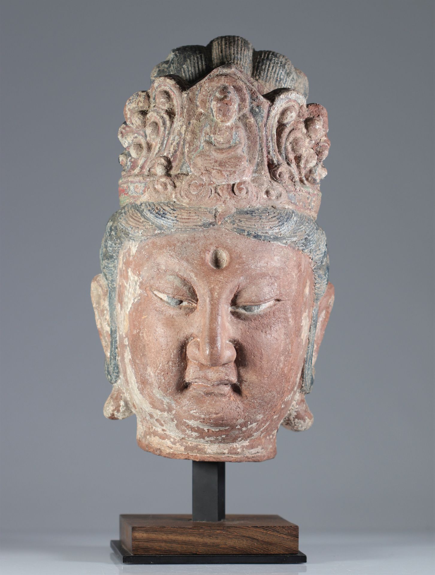 China imposing polychrome Guanyin head from the Song period