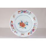 18th century famille rose plate decorated with flowers and insects