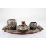 Asia - set of wood/silver/porcelain burners - 1920