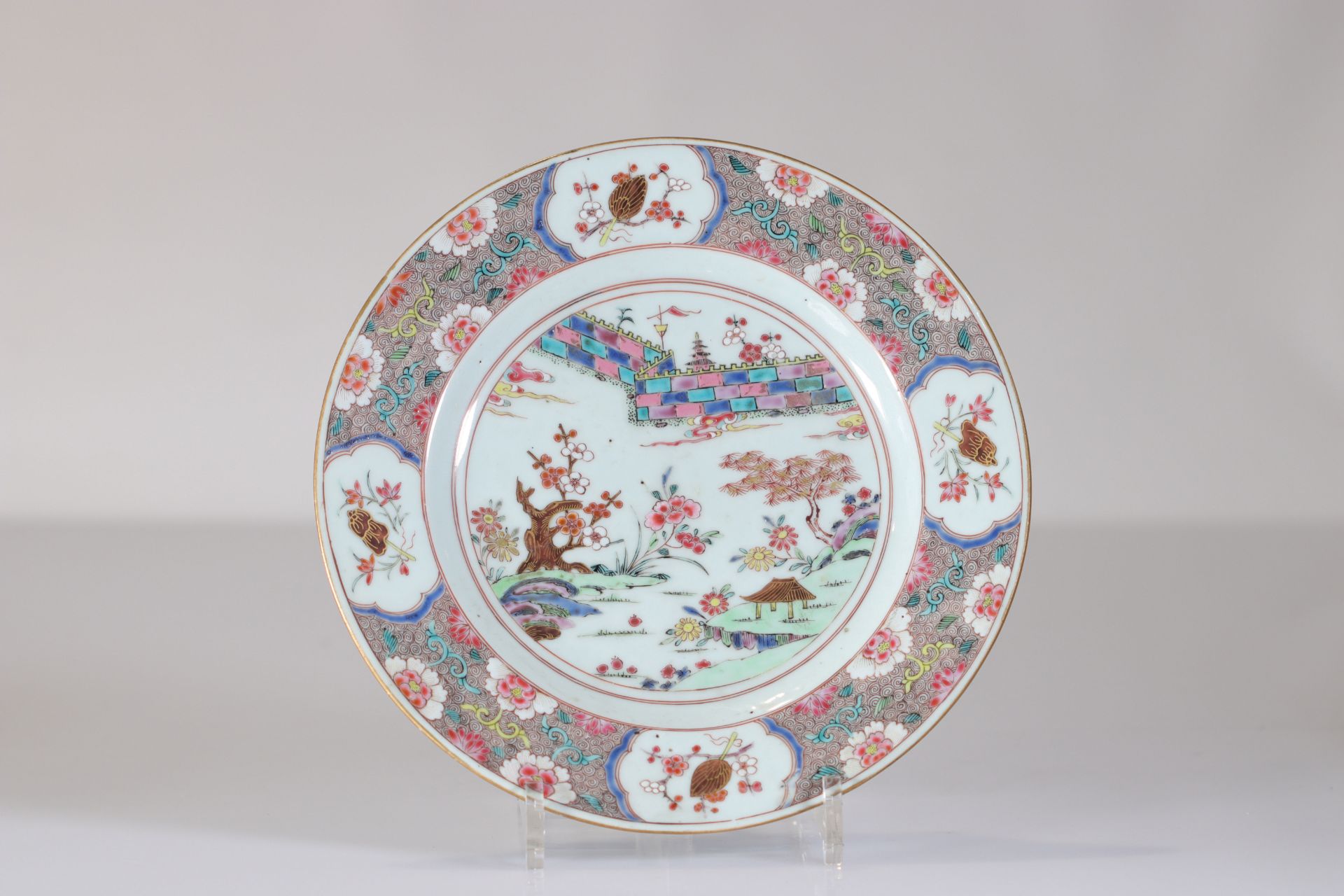 Series of 6 porcelain plates from the 18th century famille rose landscape decor - Bild 2 aus 13