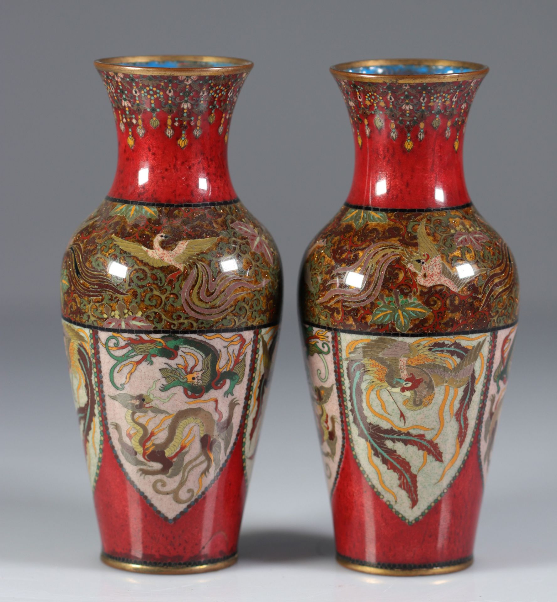 Asia pair of cloisonnÃ© vases 1900