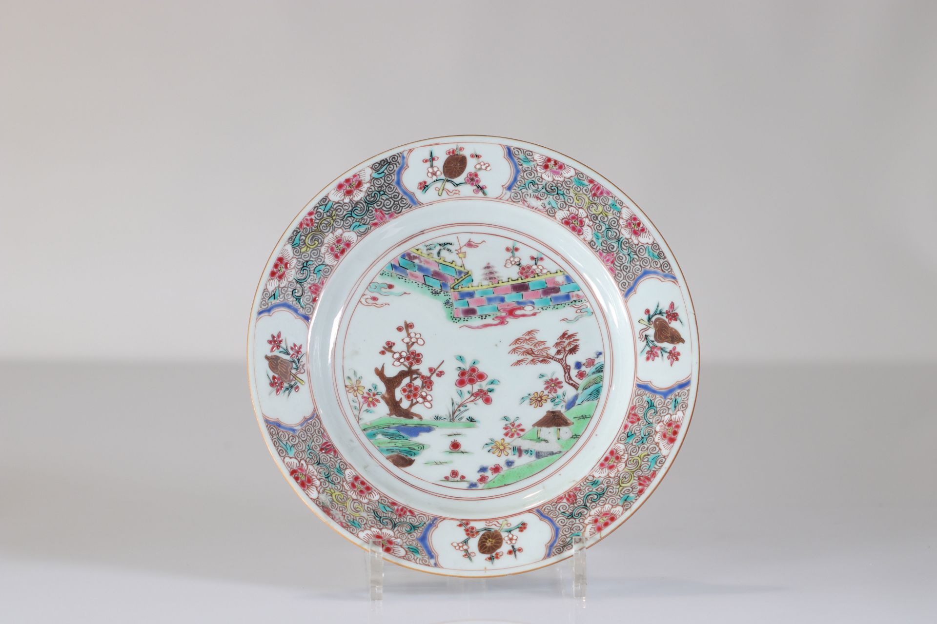 Series of 6 porcelain plates from the 18th century famille rose landscape decor - Bild 6 aus 13