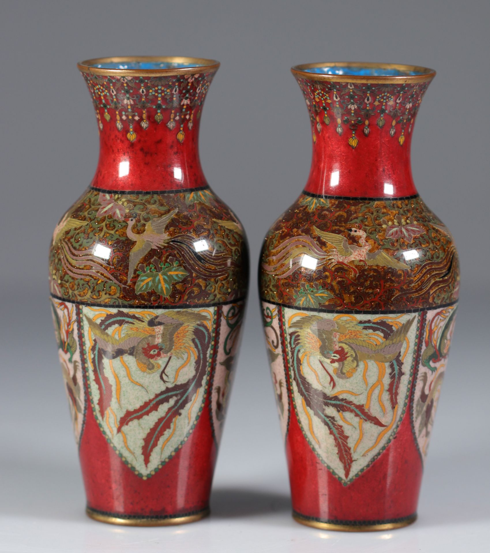 Asia pair of cloisonnÃ© vases 1900 - Bild 2 aus 3