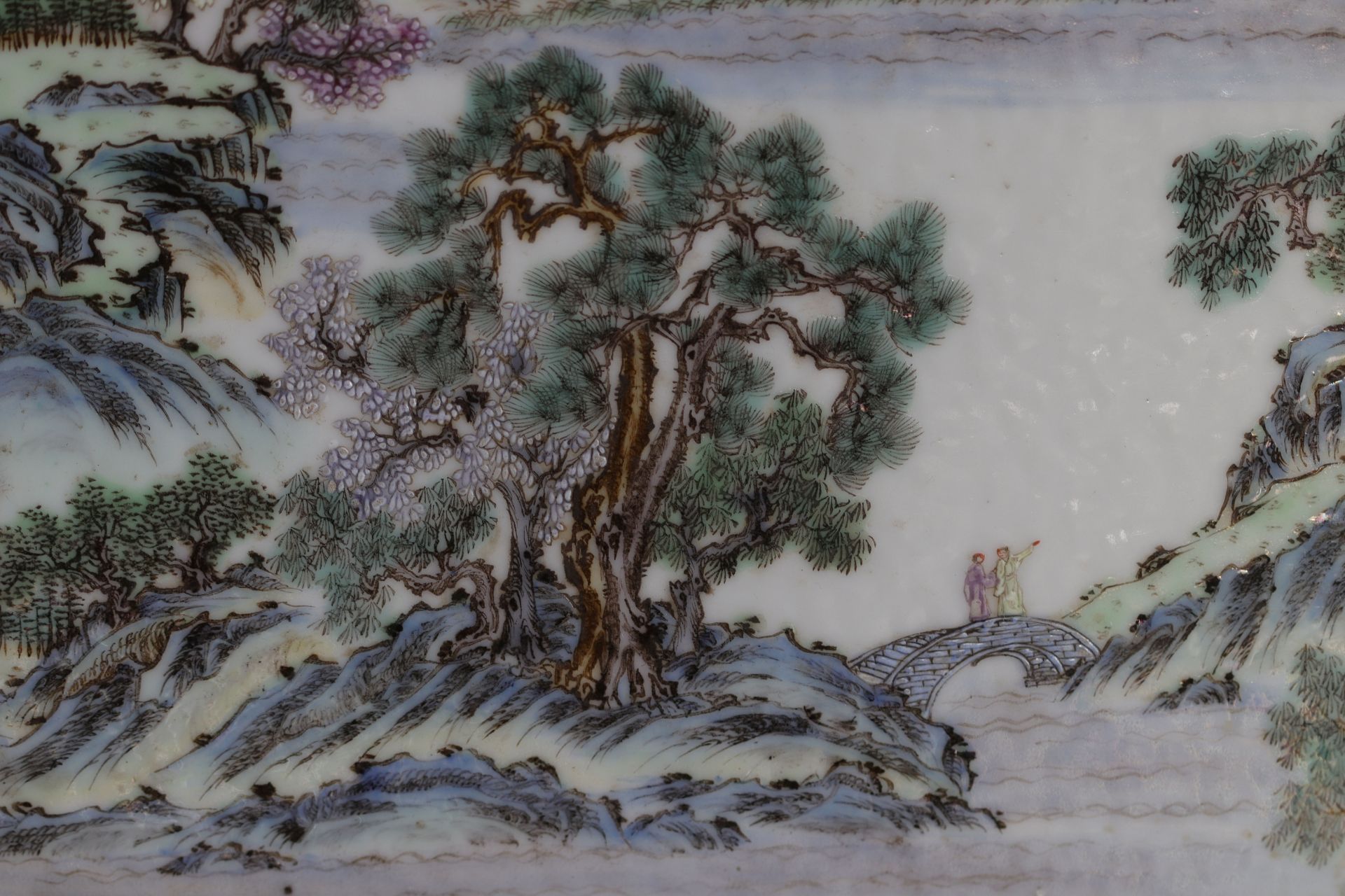 China rare table decorated with porcelain panels decor of landscapes - republic period - Bild 12 aus 13