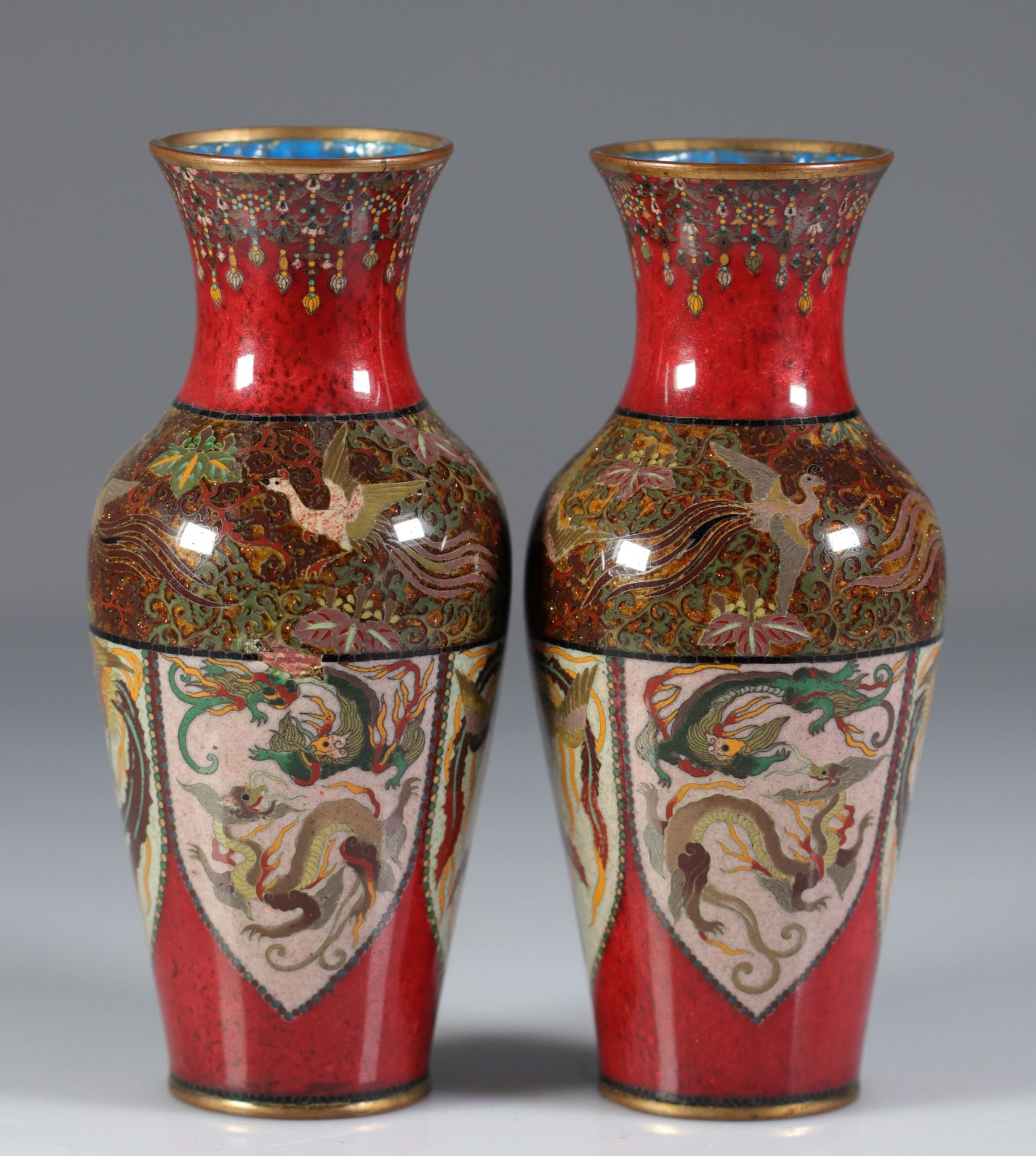 Asia pair of cloisonnÃ© vases 1900 - Bild 3 aus 3