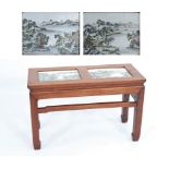 China rare table decorated with porcelain panels decor of landscapes - republic period