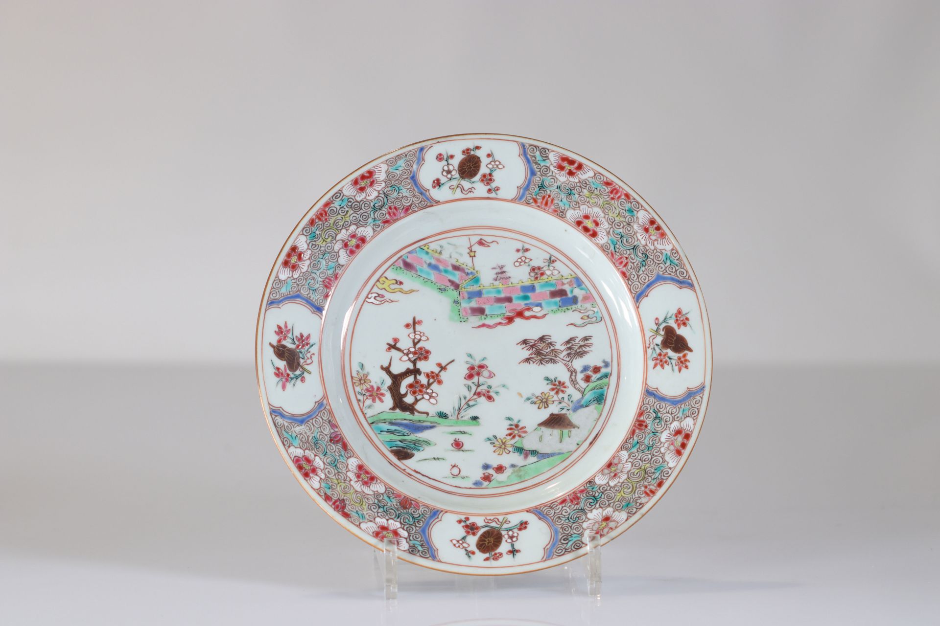 Series of 6 porcelain plates from the 18th century famille rose landscape decor - Bild 12 aus 13