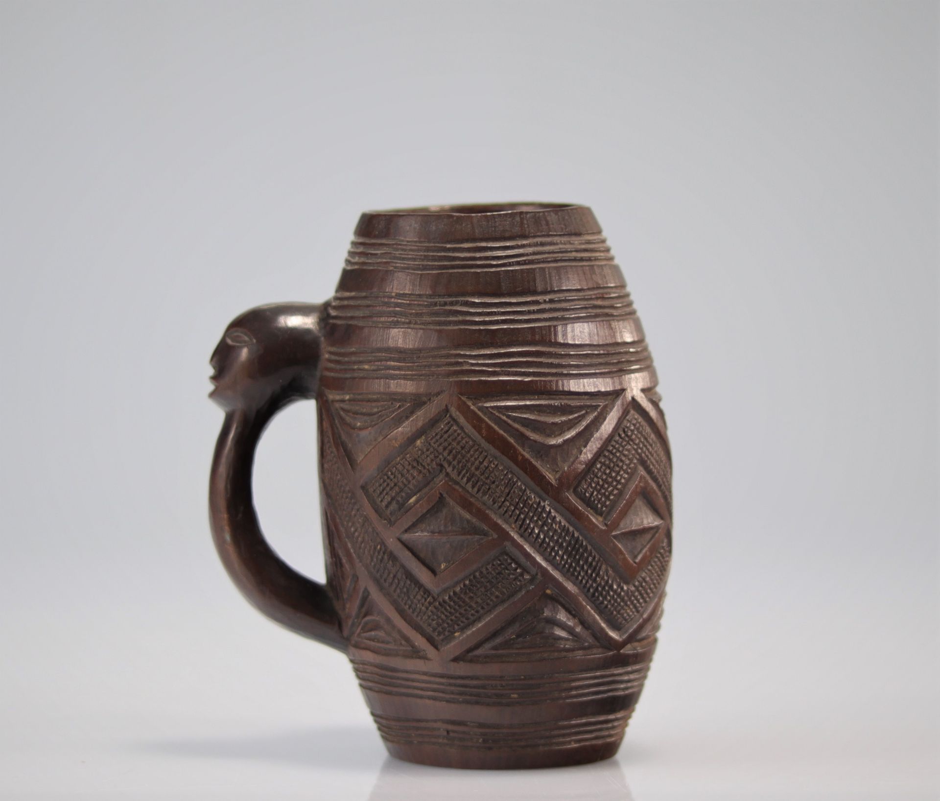 Kuba cup carved with geometric pattern