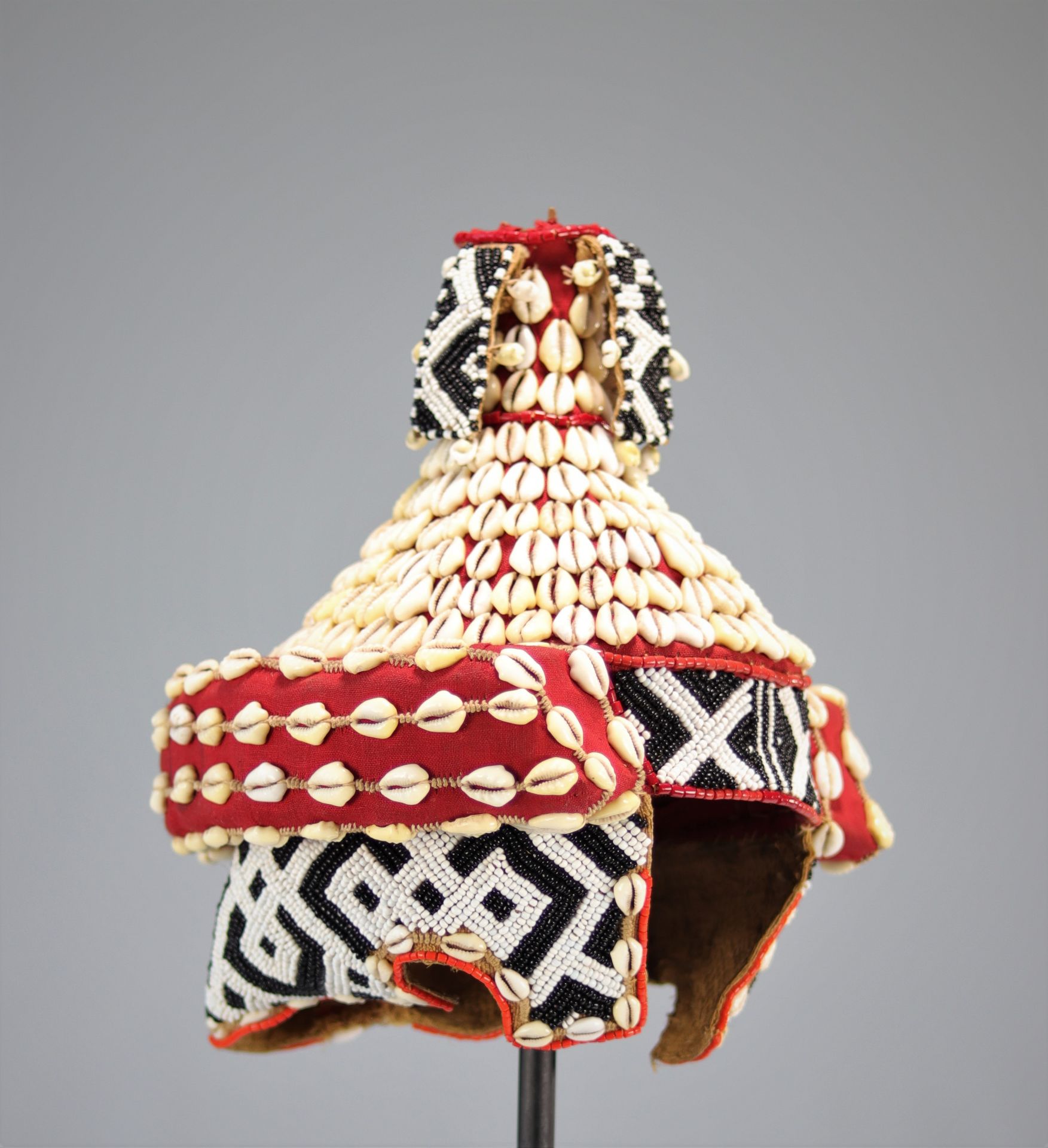 Kuba cowrie and pearl headdress