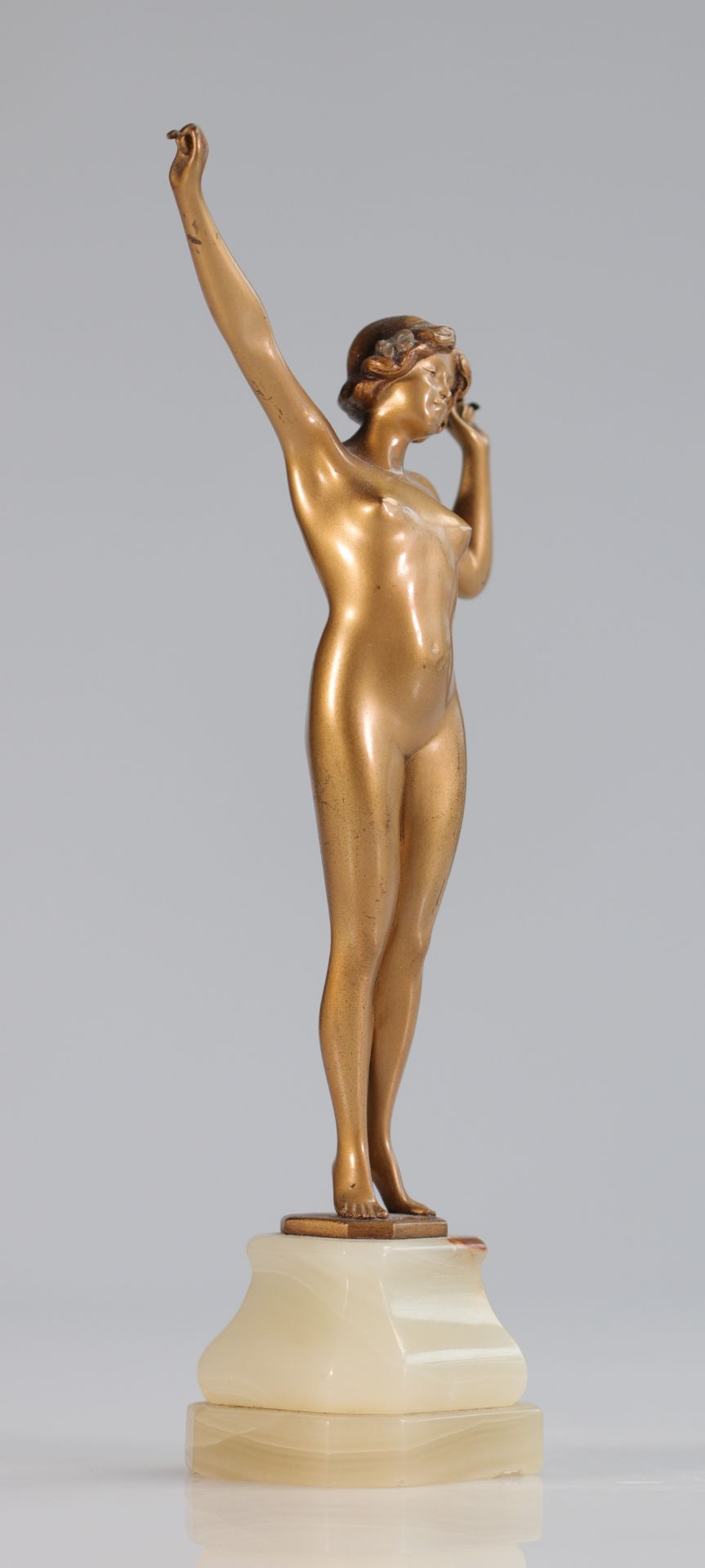 Hans Keck (1875-1941) pair of gilt bronze statues "young naked women 1900" - Bild 10 aus 11