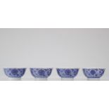 Set of 4 blue white porcelain bowls mark under the piece