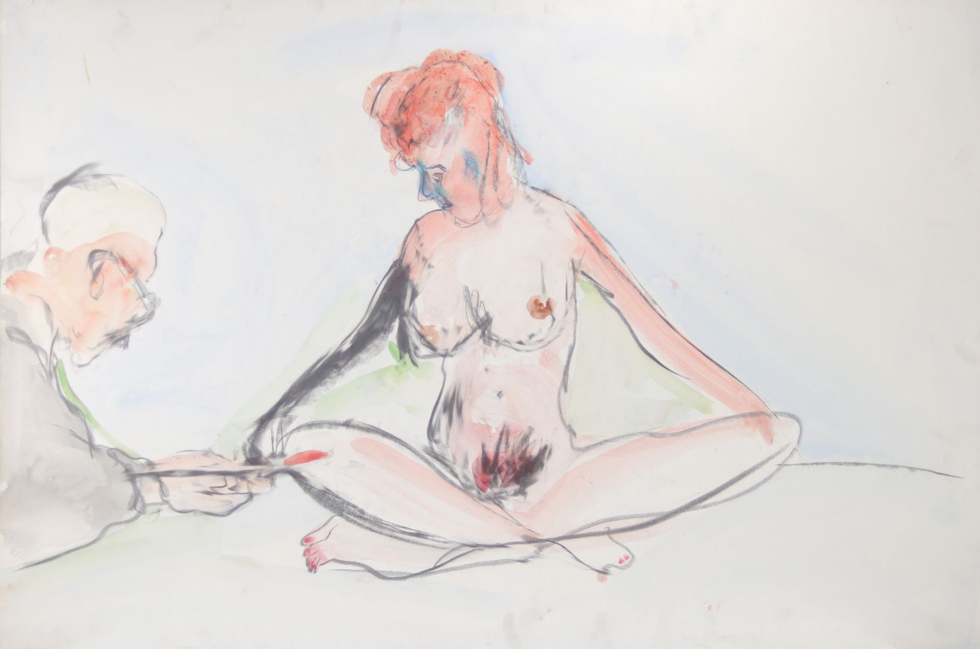Serge KANTOROWICZ (1942) imposing watercolor "Chronicle of a voyeur:"
