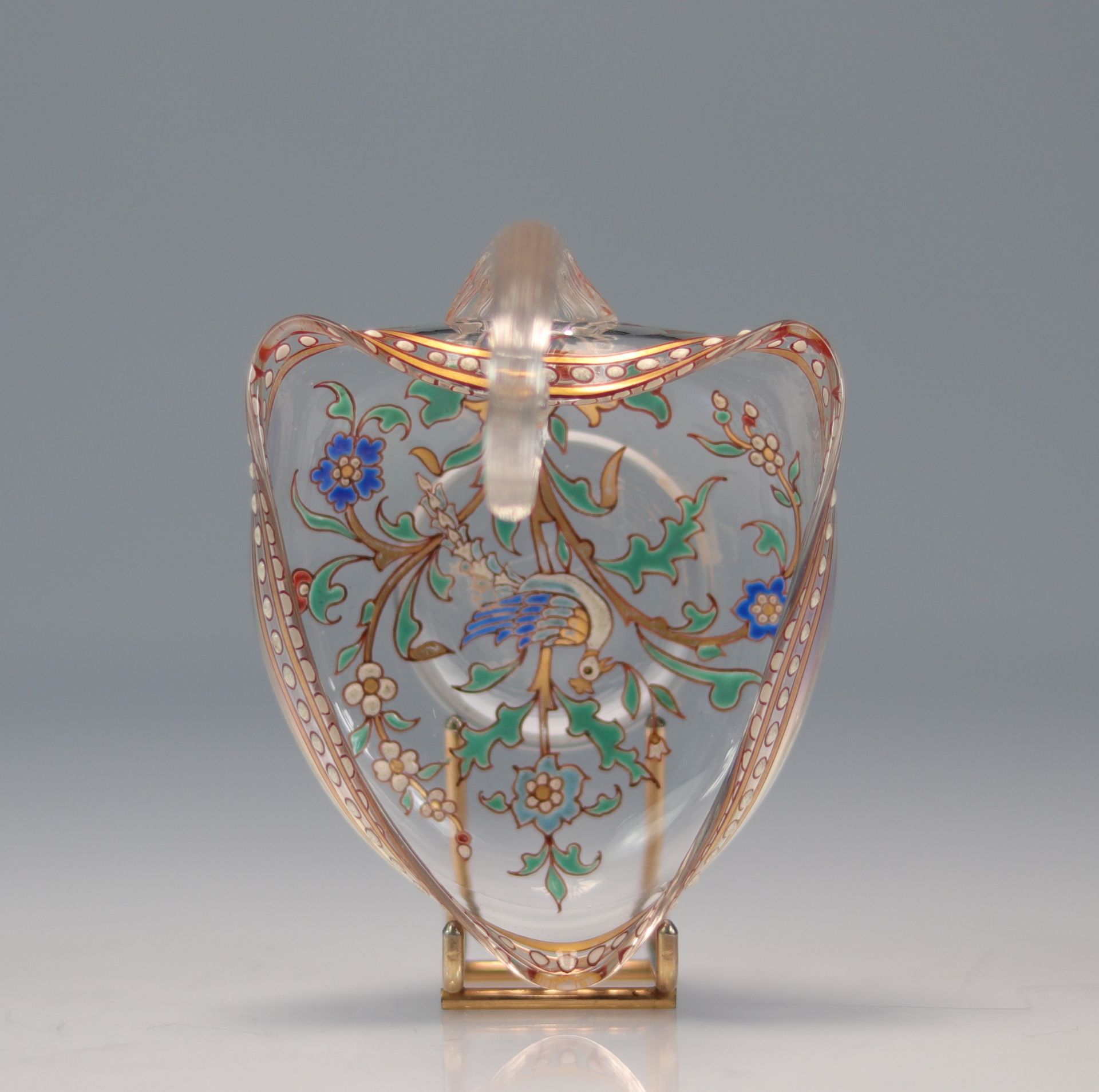 Emile Galle enamelled heart-shaped crystal bowl - Bild 4 aus 6