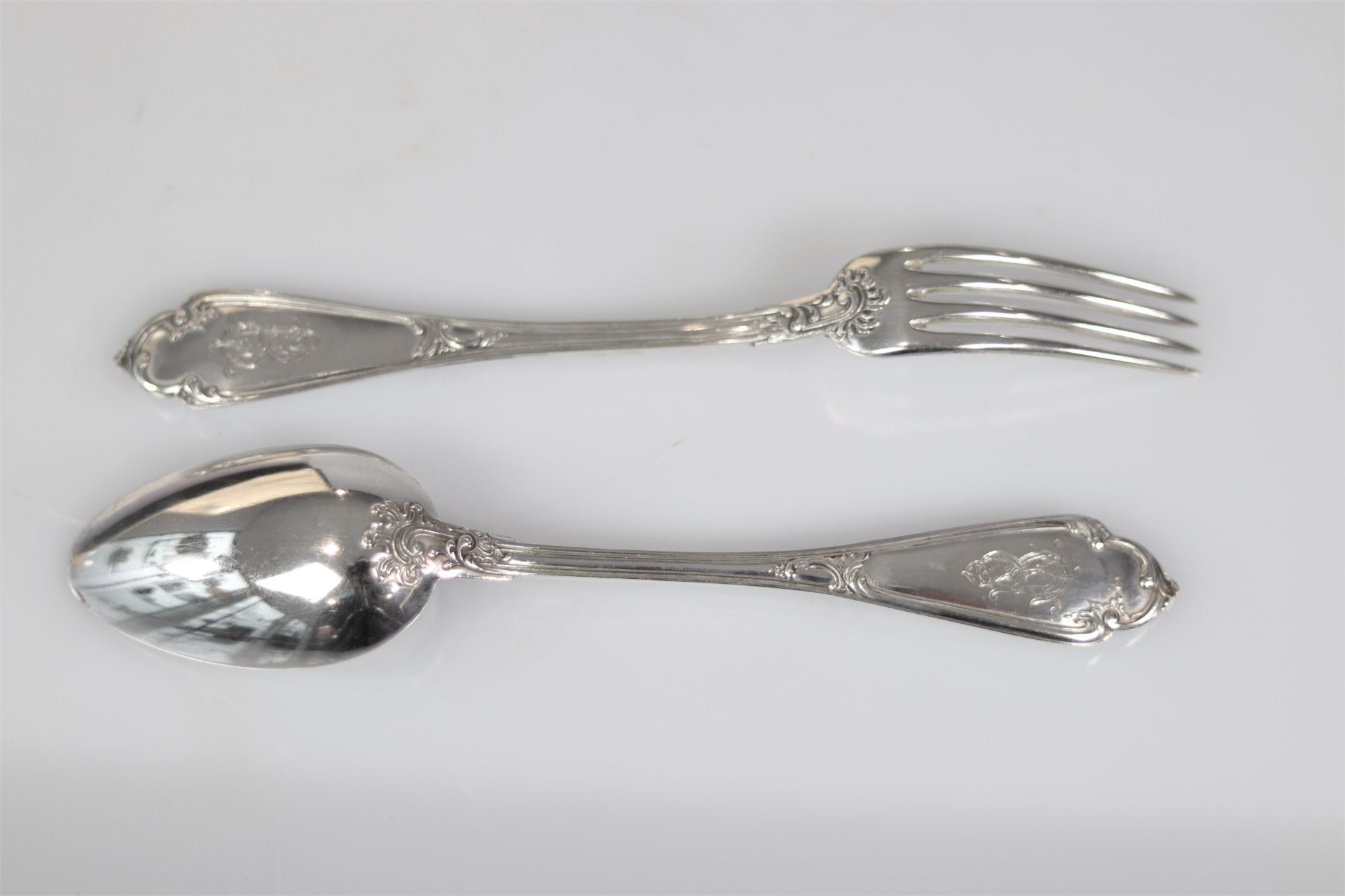 Belgium - Wolfers Sterling silver cutlery set - 12 forks, 12 spoons, 1 ladle - late 19th - Bild 4 aus 8