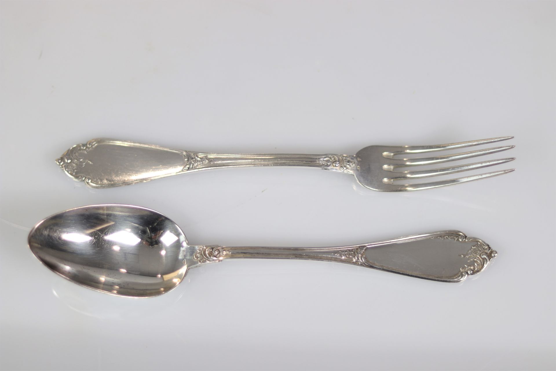 Belgium - Wolfers Sterling silver cutlery set - 12 forks, 12 spoons, 1 ladle - late 19th - Bild 3 aus 8