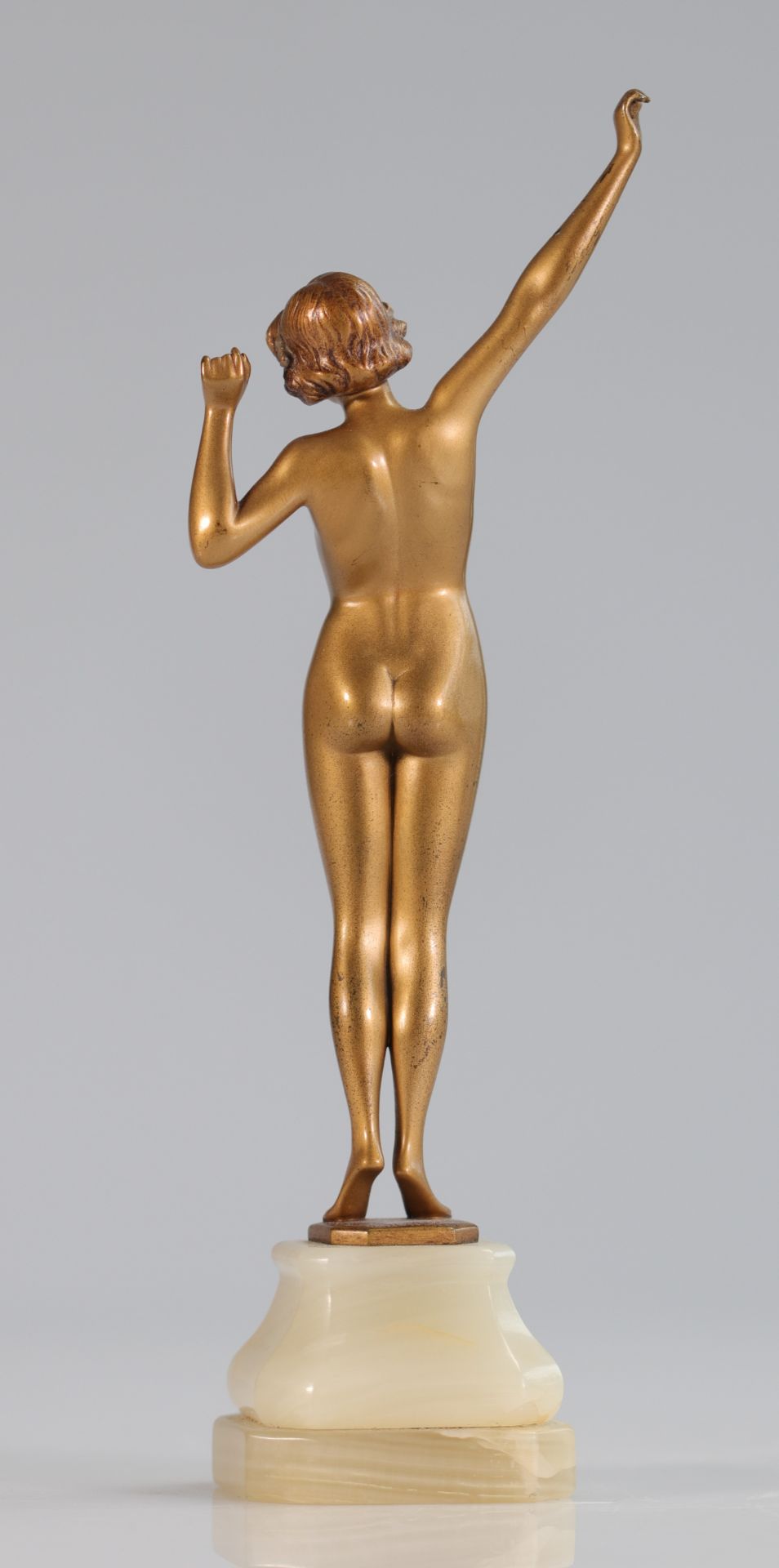 Hans Keck (1875-1941) pair of gilt bronze statues "young naked women 1900" - Bild 9 aus 11