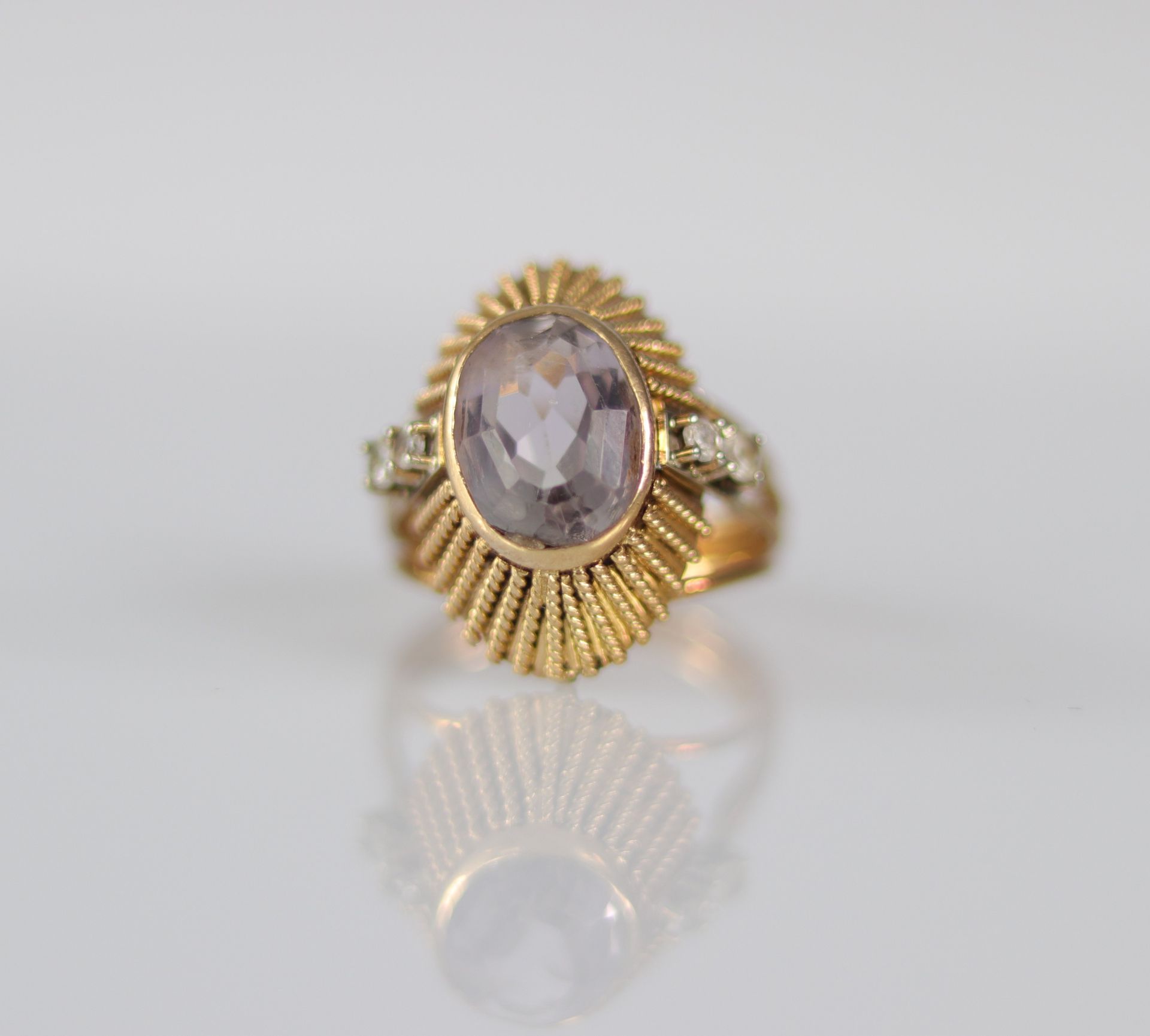 Yellow gold ring (18k) adorned with a synthetic stone (10gr) - Bild 4 aus 4