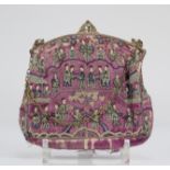 China old bag embroidered with characters and silver