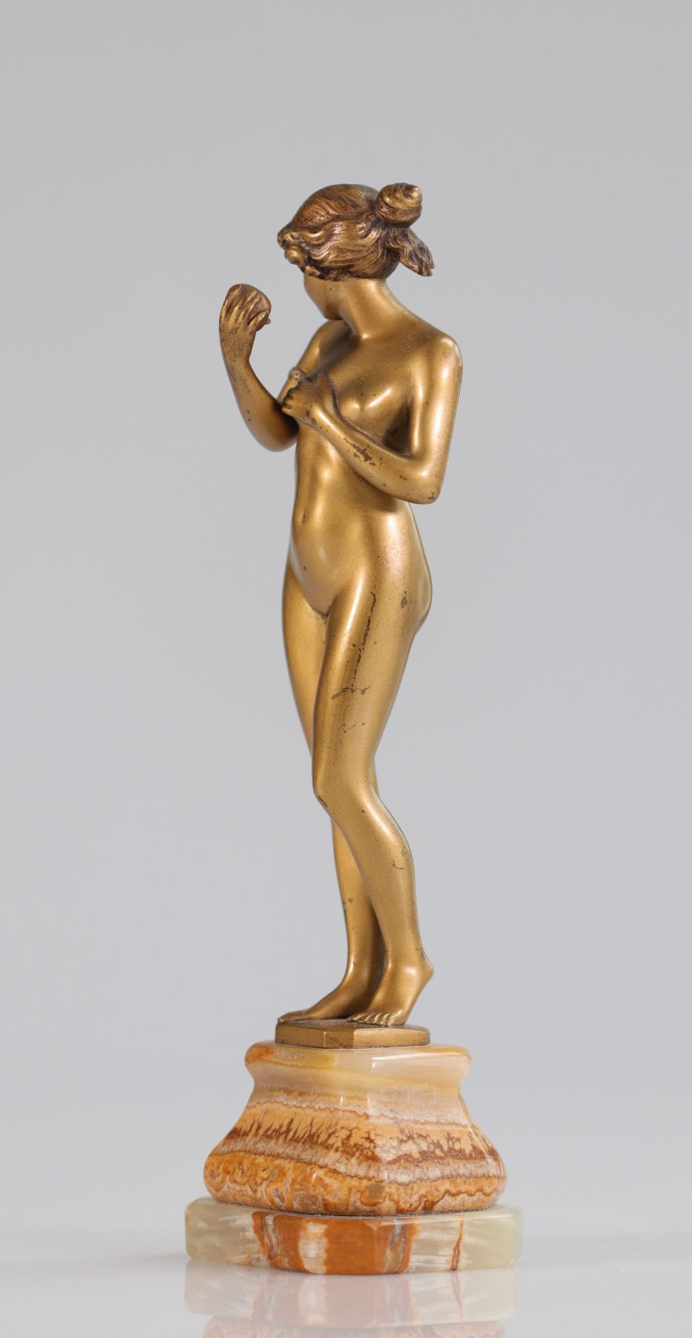 Hans Keck (1875-1941) pair of gilt bronze statues "young naked women 1900" - Bild 5 aus 11