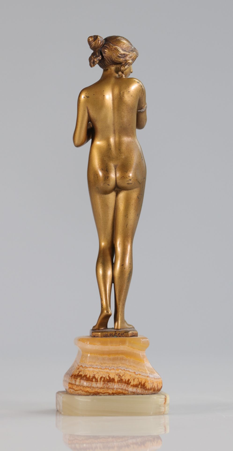 Hans Keck (1875-1941) pair of gilt bronze statues "young naked women 1900" - Bild 4 aus 11