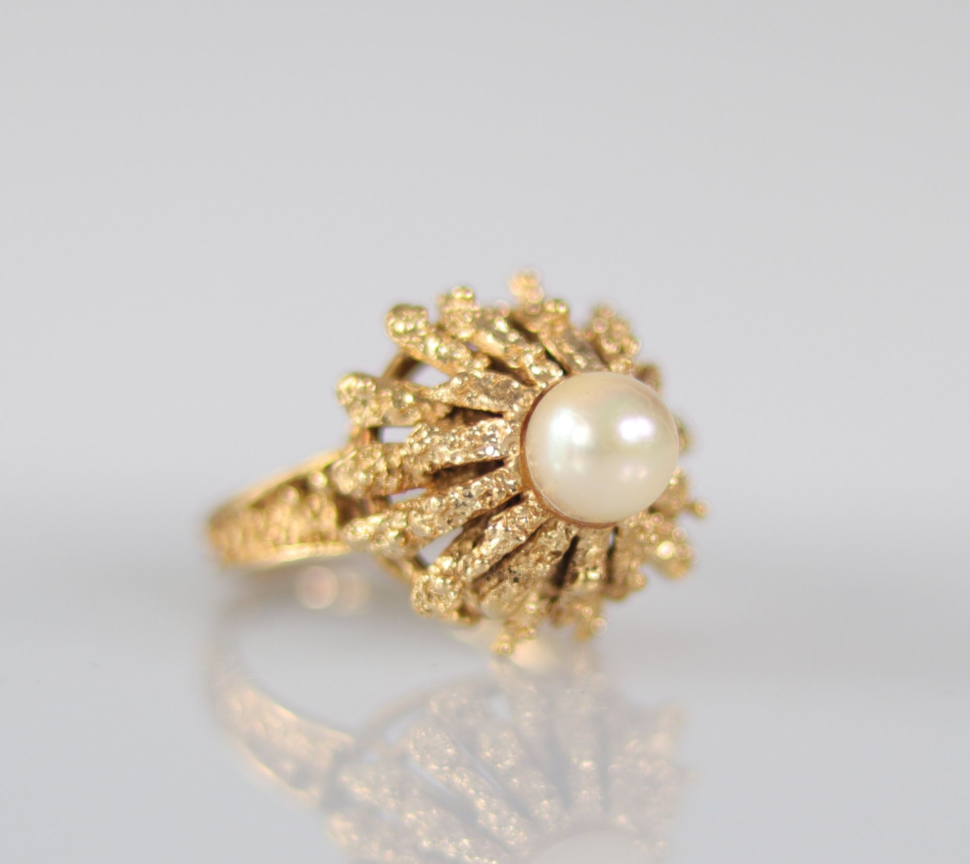 Yellow gold ring (18k) surmounted by a pearl (12.5gr) - Bild 3 aus 3