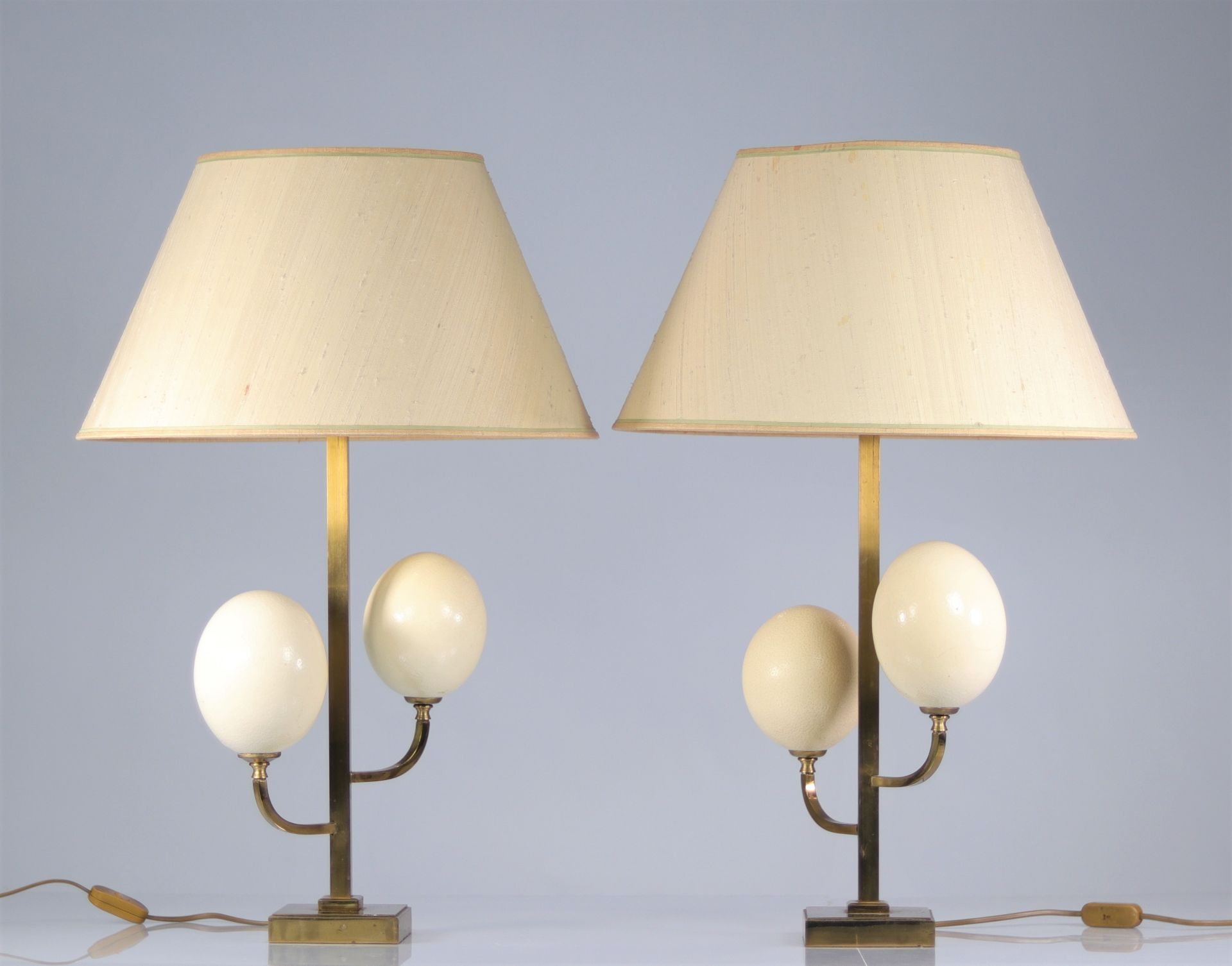 Belgium - pair of ostrich egg lamps, Willy Daro - 1970s - Bild 3 aus 5