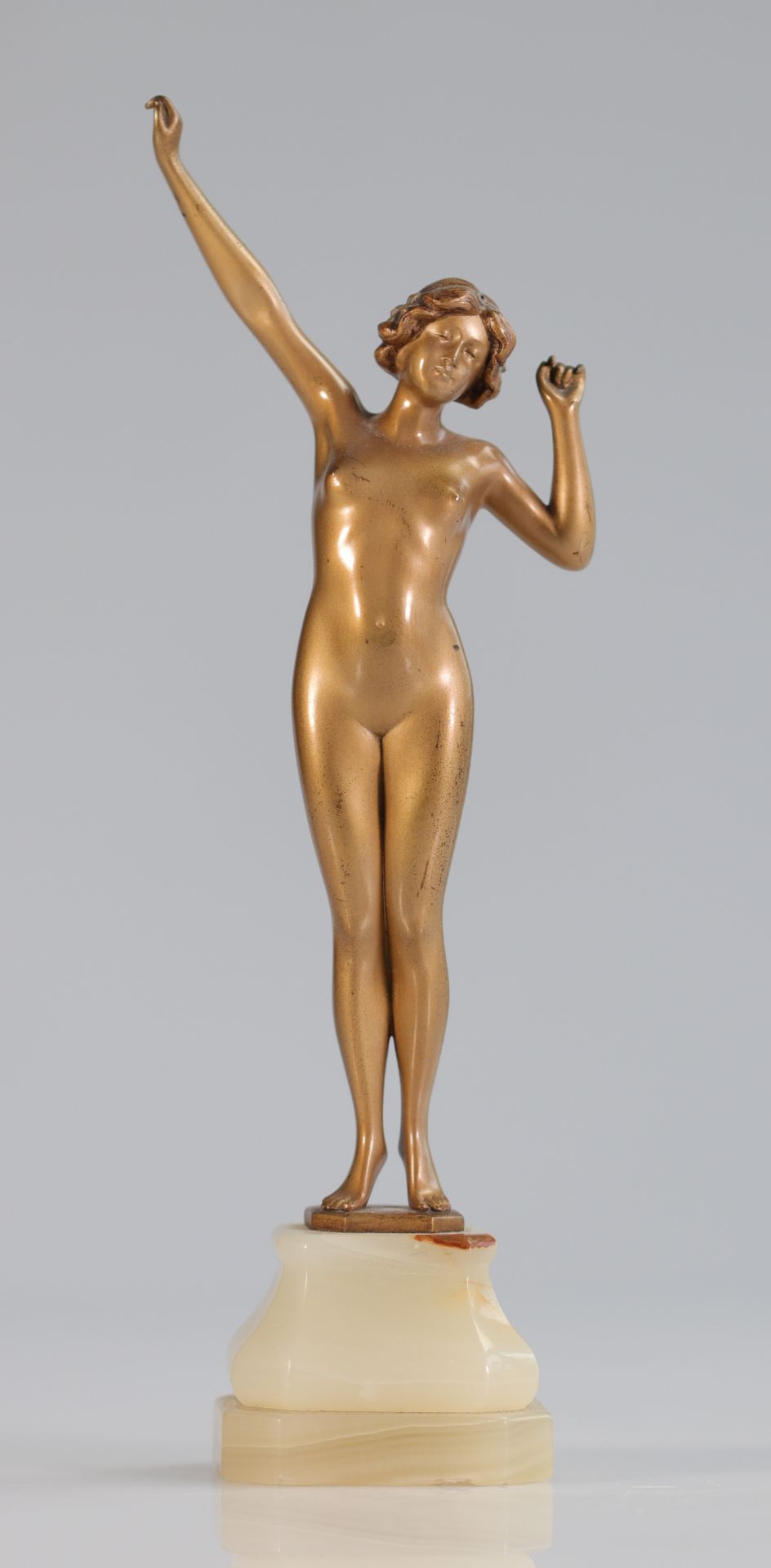 Hans Keck (1875-1941) pair of gilt bronze statues "young naked women 1900" - Bild 6 aus 11