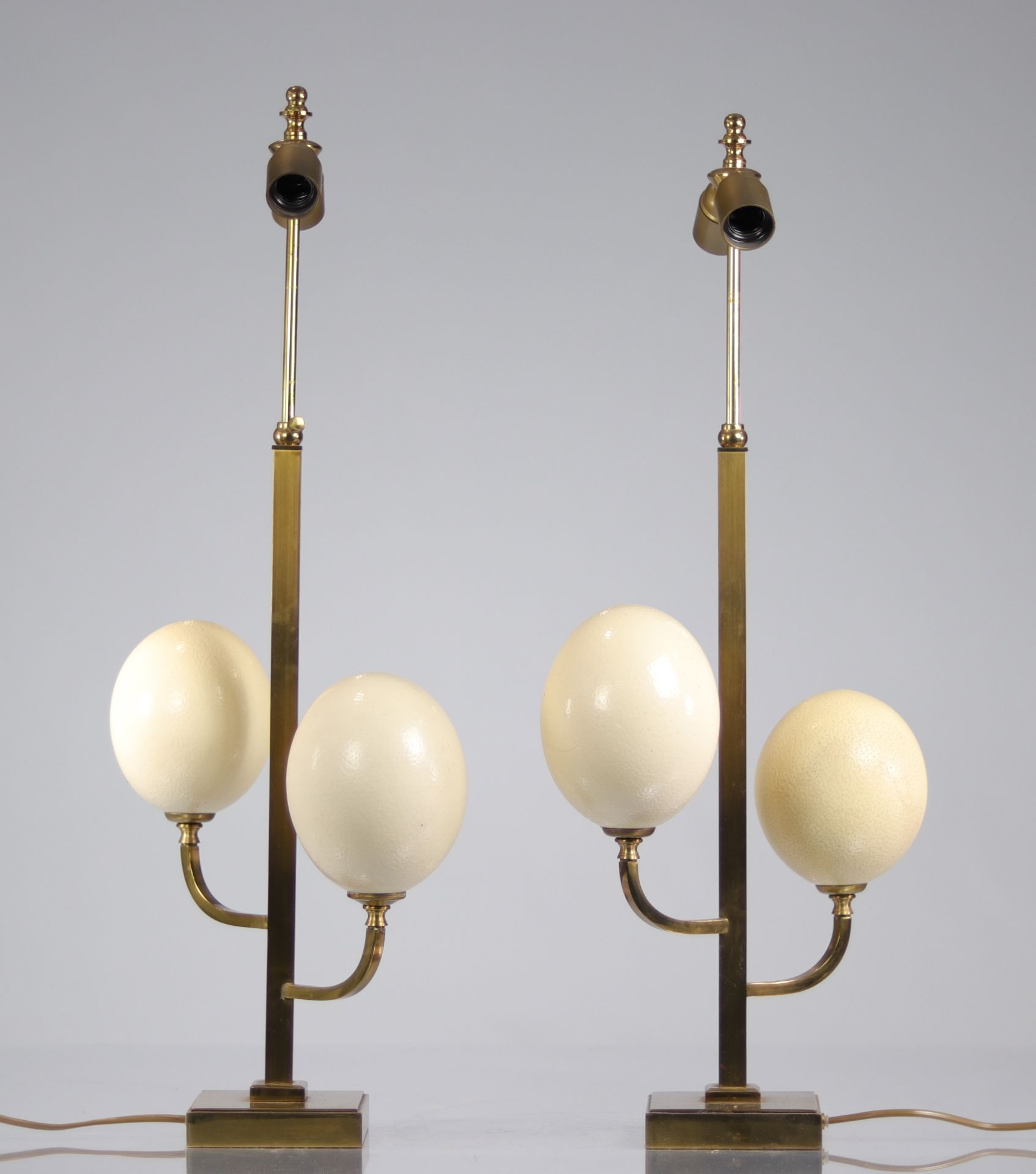 Belgium - pair of ostrich egg lamps, Willy Daro - 1970s - Bild 2 aus 5